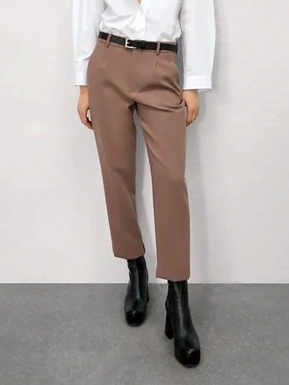 Zara | Brown Tailored Ankle Chino Trousers |  Size S